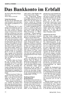 Das Bankkonto im Erbfall